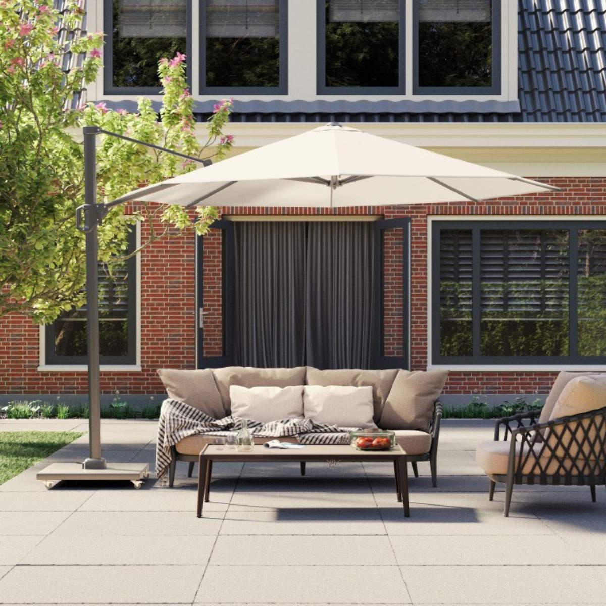 Beau&Co Voyager T1 3m Round Taupe Free Arm Parasol