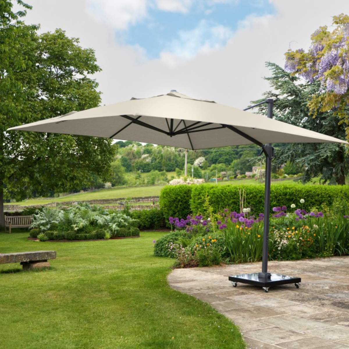 Pacific Lifestyle Challenger T2 3.5 x 2.6m Rectangular Champagne Free Arm Parasol
