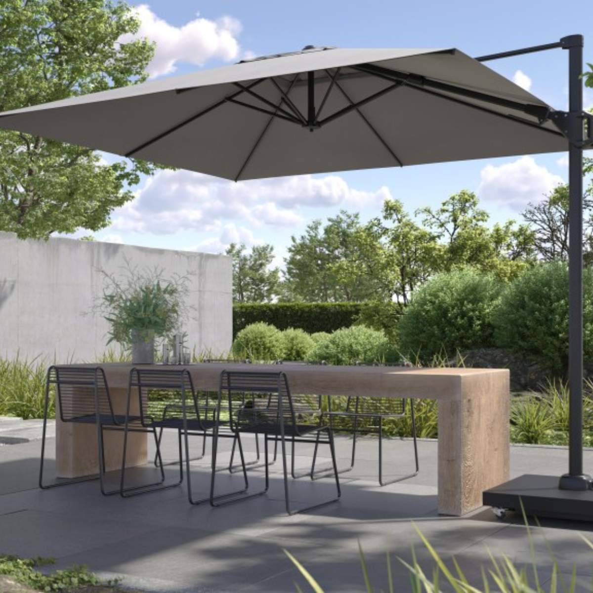 Pacific Lifestyle Challenger T2 3.5 x 2.6m Rectangular Champagne Free Arm Parasol