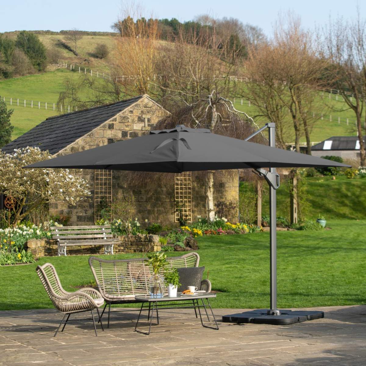 Pacific Lifestyle Challenger T2 3.5 x 2.6m Rectangular Anthracite Free Arm Parasol