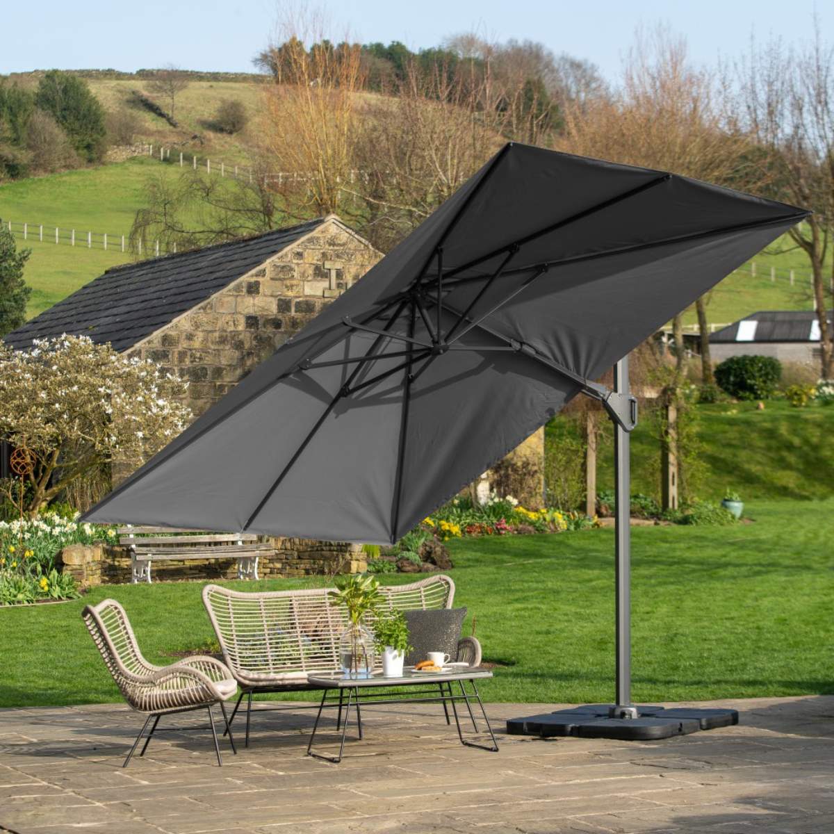 Pacific Lifestyle Challenger T2 3.5 x 2.6m Rectangular Anthracite Free Arm Parasol