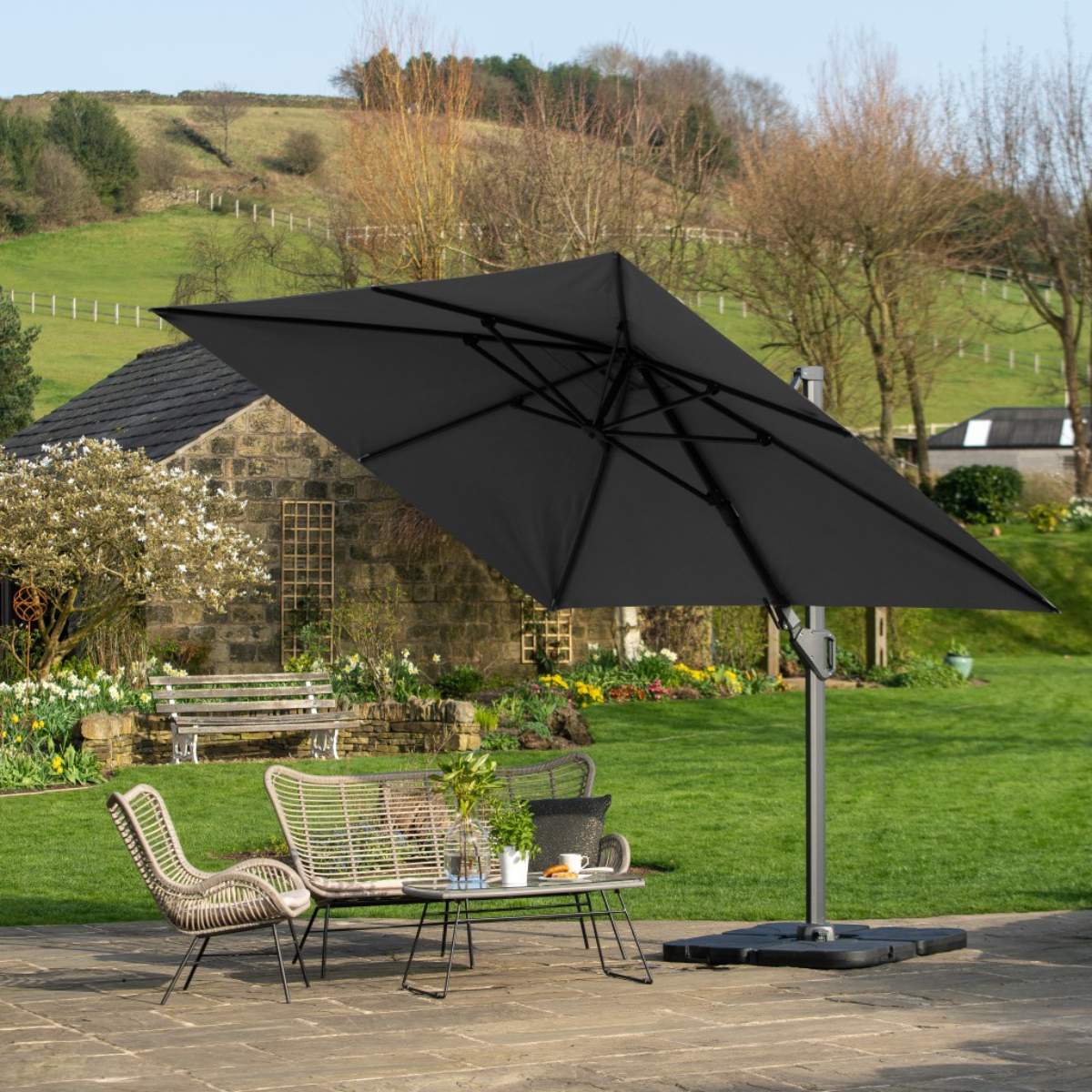 Pacific Lifestyle Challenger T2 3.5 x 2.6m Rectangular Anthracite Free Arm Parasol