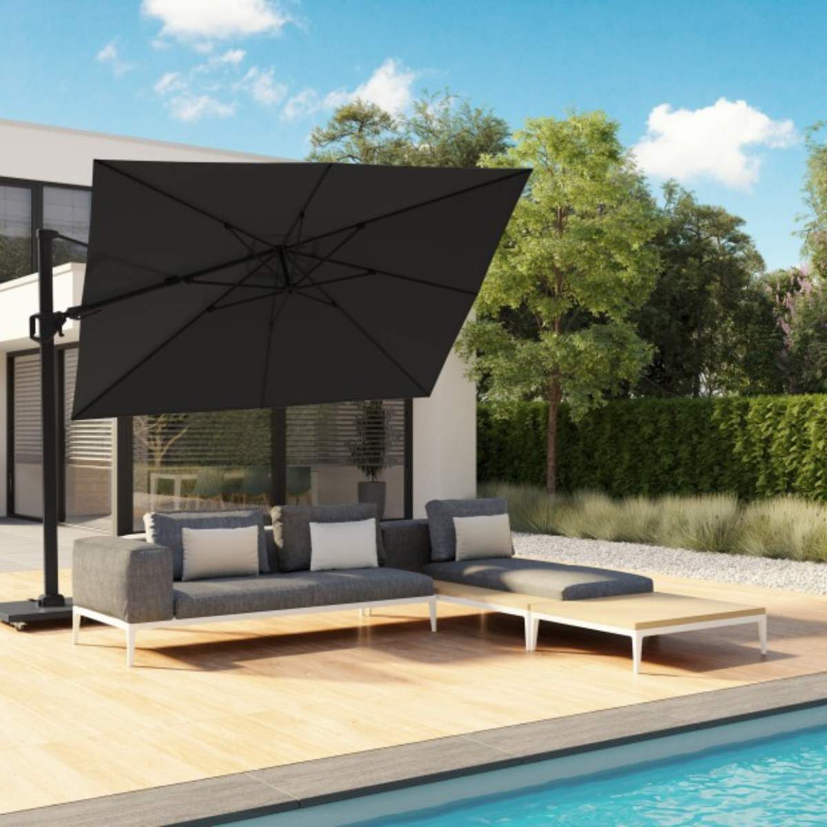 Pacific Lifestyle Challenger T2 3.5 x 2.6m Rectangular Anthracite Free Arm Parasol
