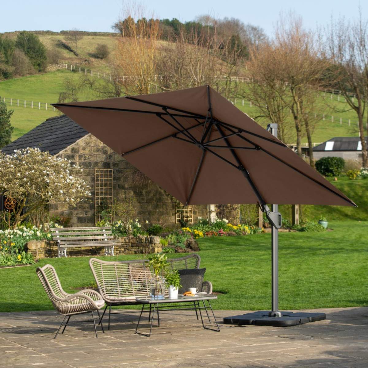Pacific Lifestyle Challenger T2 3.5 x 2.6m Rectangular Taupe Free Arm Parasol