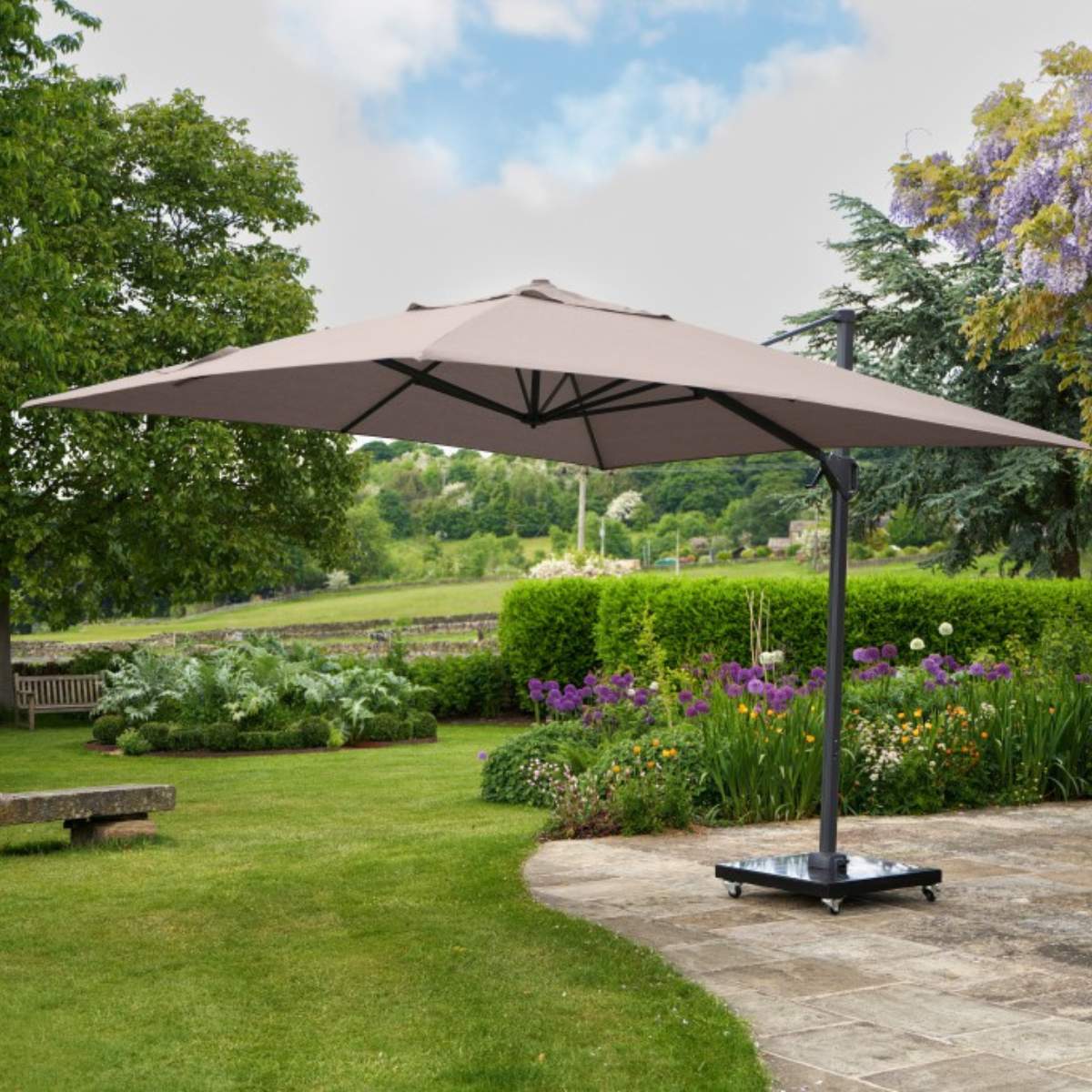 Pacific Lifestyle Challenger T2 3.5 x 2.6m Rectangular Taupe Free Arm Parasol