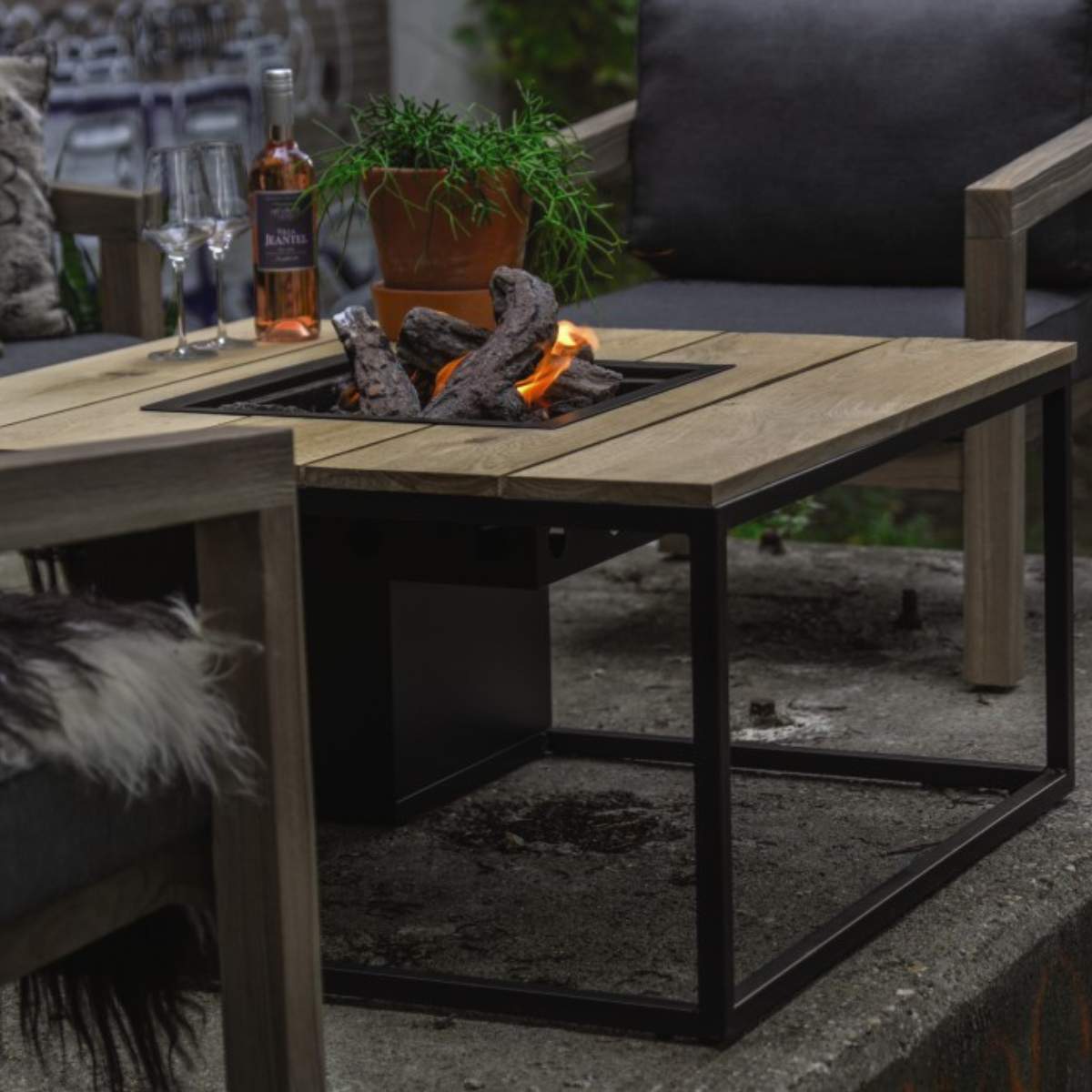 Beau&Co Cosiloft 100 Black and Teak Fire Pit Table