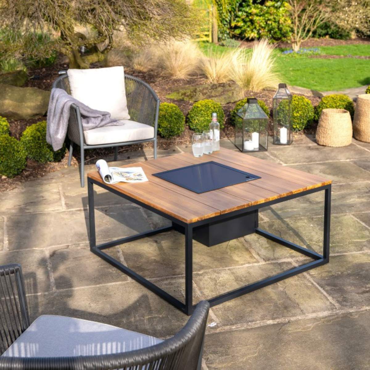 Beau&Co Cosiloft 100 Black and Teak Fire Pit Table