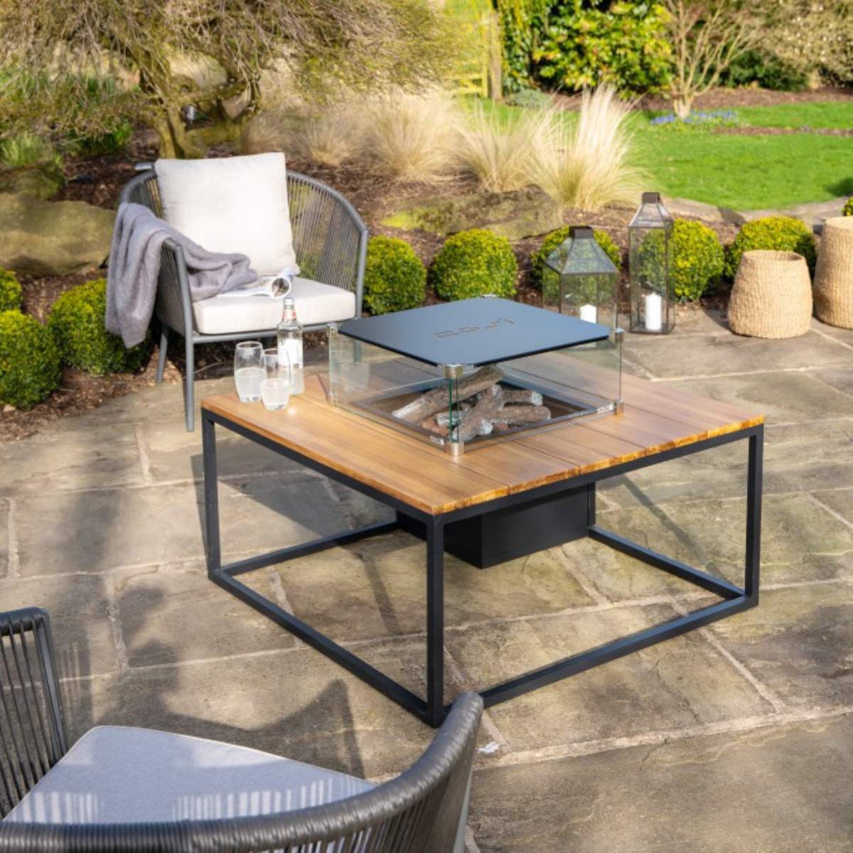 Beau&Co Cosiloft 100 Black and Teak Fire Pit Table