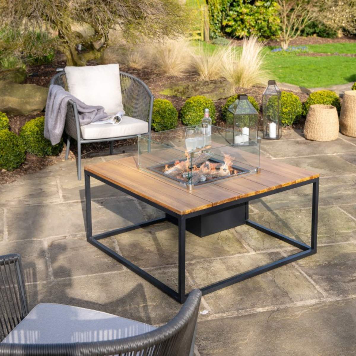 Beau&Co Cosiloft 100 Black and Teak Fire Pit Table