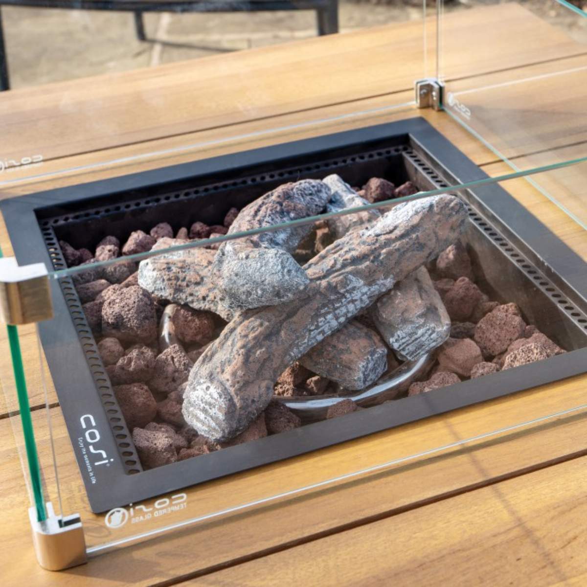 Beau&Co Cosiloft 100 Black and Teak Fire Pit Table