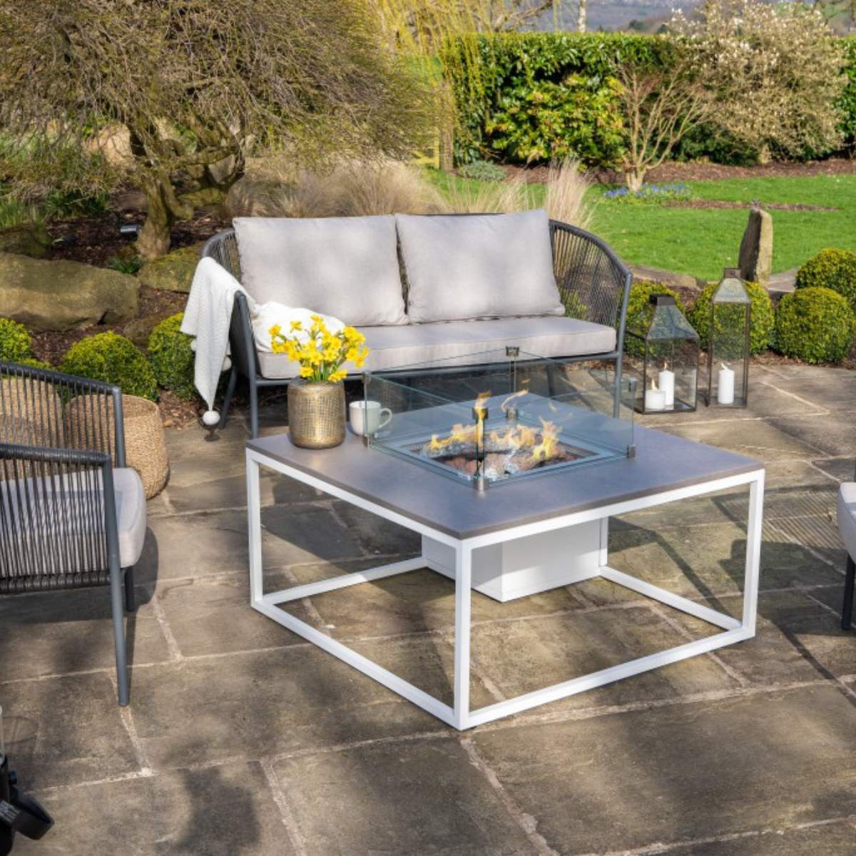 Pacific Lifestyle Cosiloft 100 White and Grey Fire Pit Table