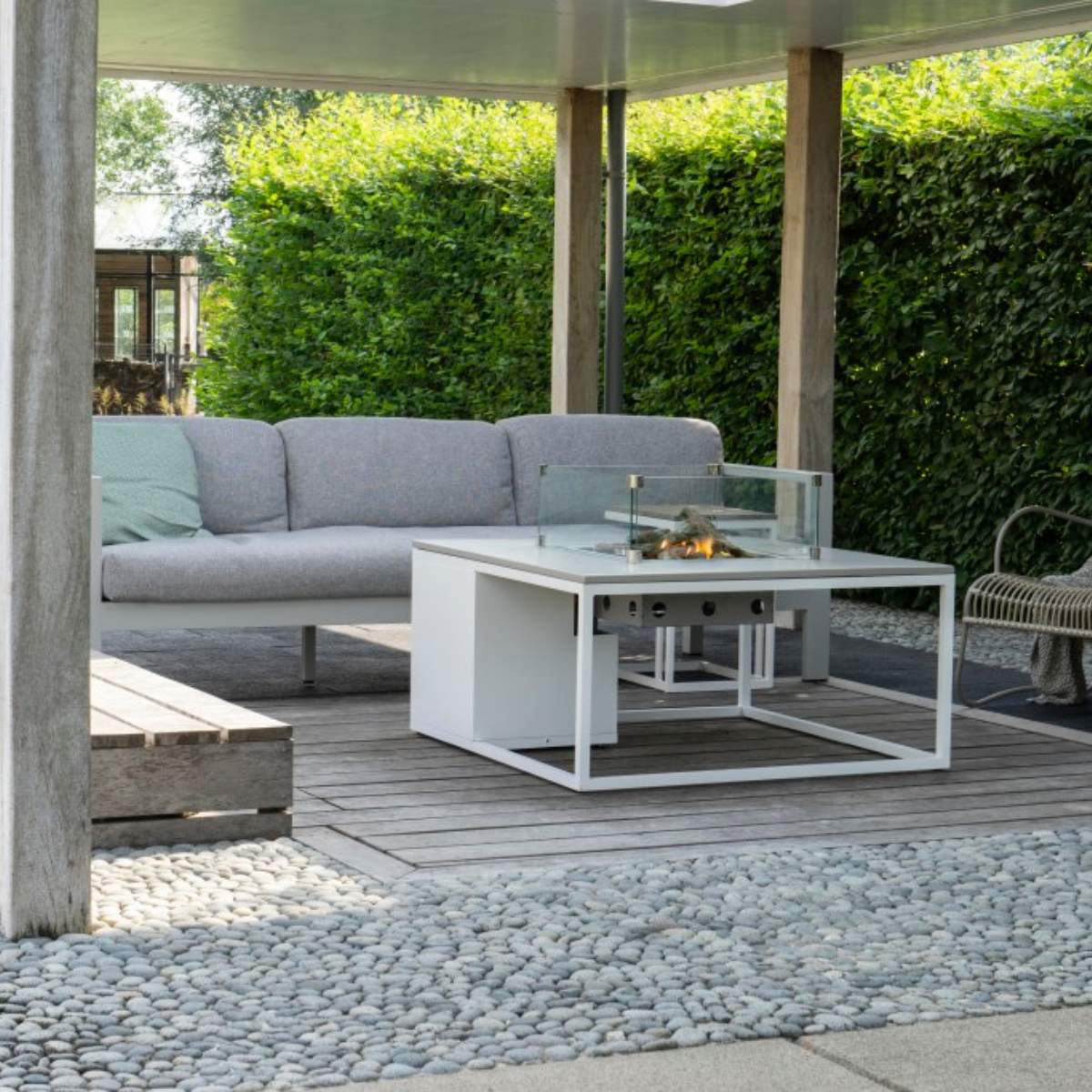 Pacific Lifestyle Cosiloft 100 White and Grey Fire Pit Table