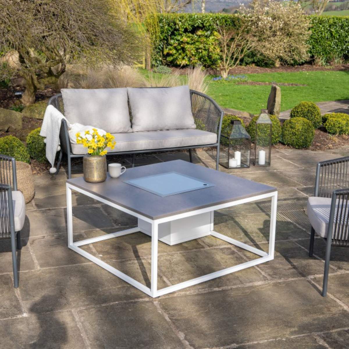 Pacific Lifestyle Cosiloft 100 White and Grey Fire Pit Table