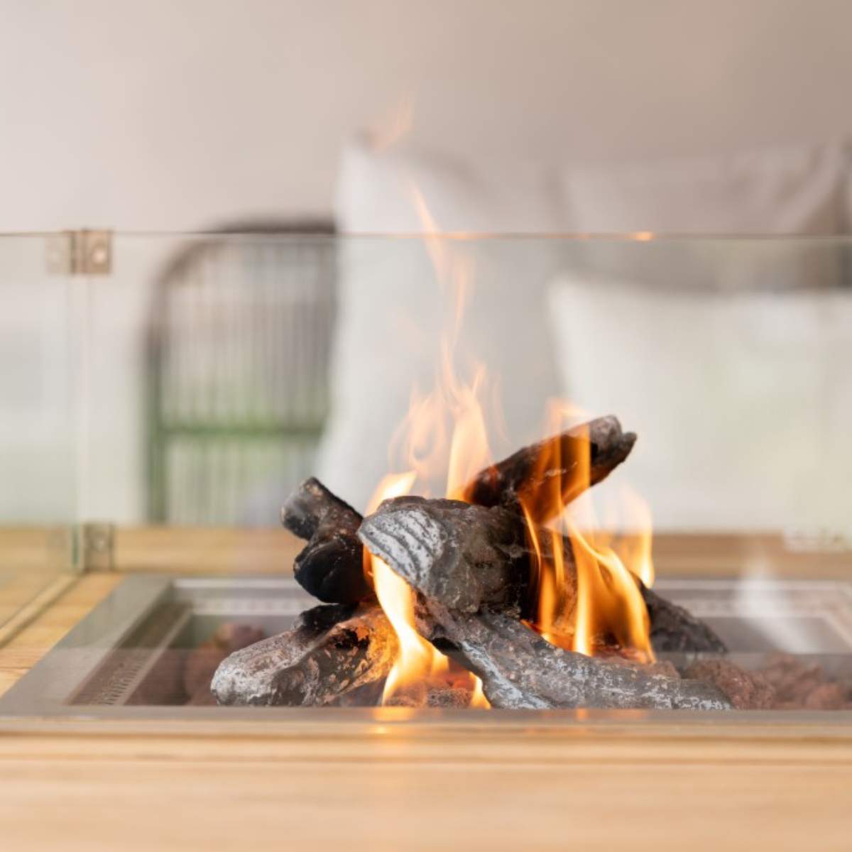 Beau&Co Cosiloft 100 White and Teak Fire Pit Table