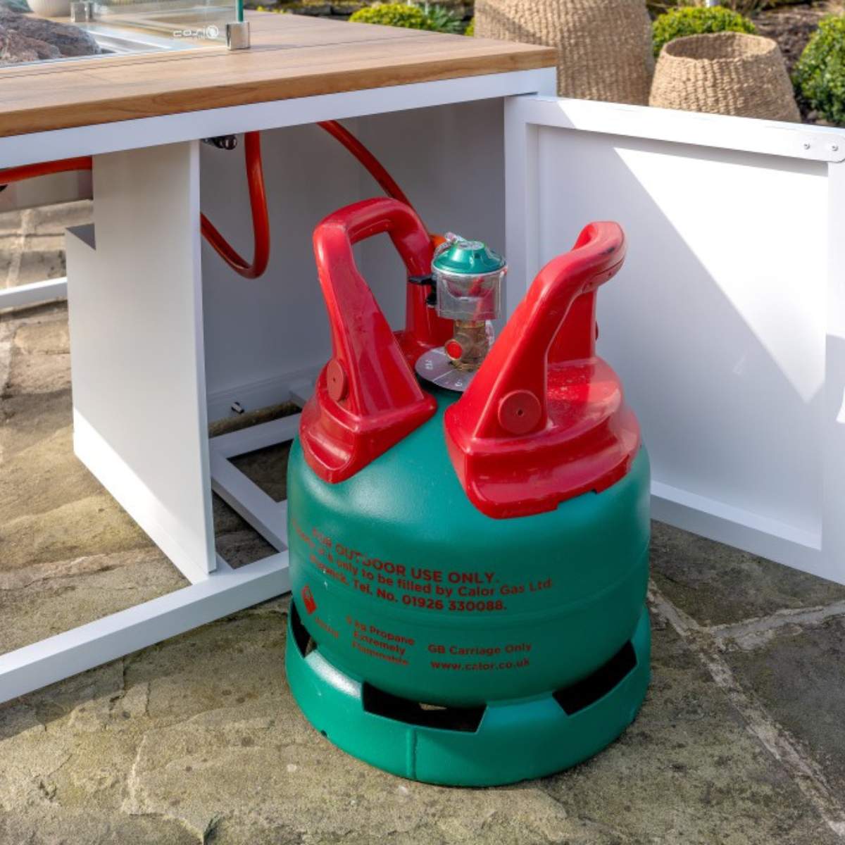 Beau&Co Cosiloft 100 White and Teak Fire Pit Table