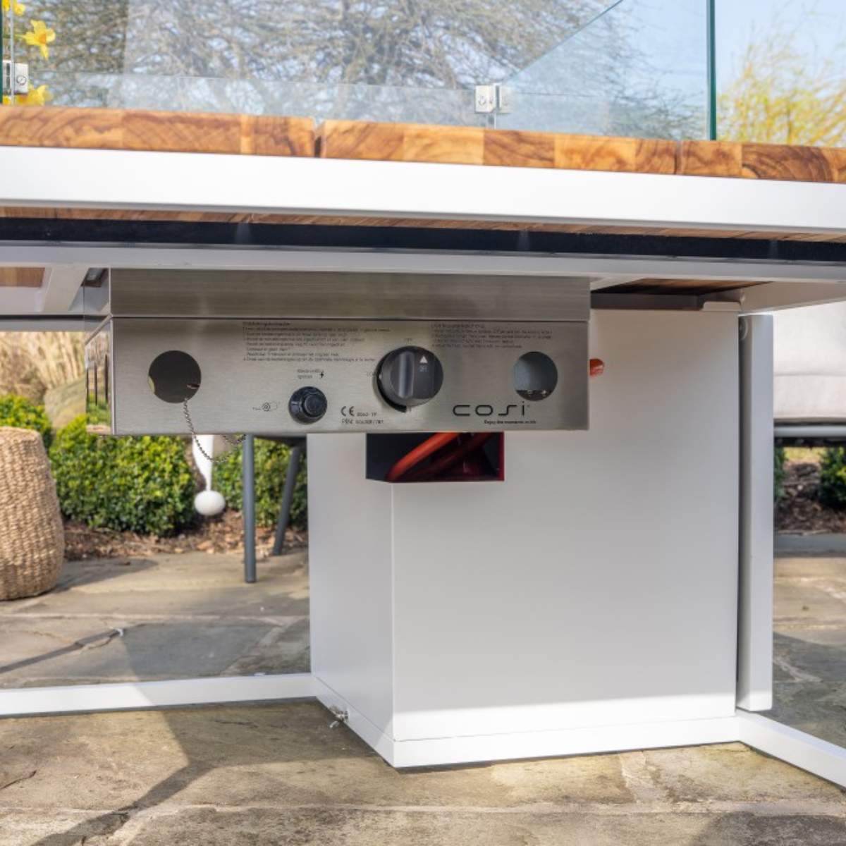 Beau&Co Cosiloft 100 White and Teak Fire Pit Table