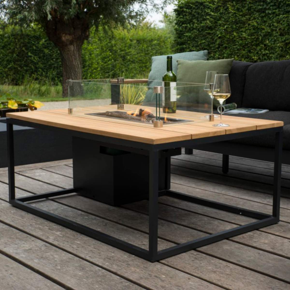Pacific Lifestyle Cosiloft 120 Black and Teak Fire Pit Table