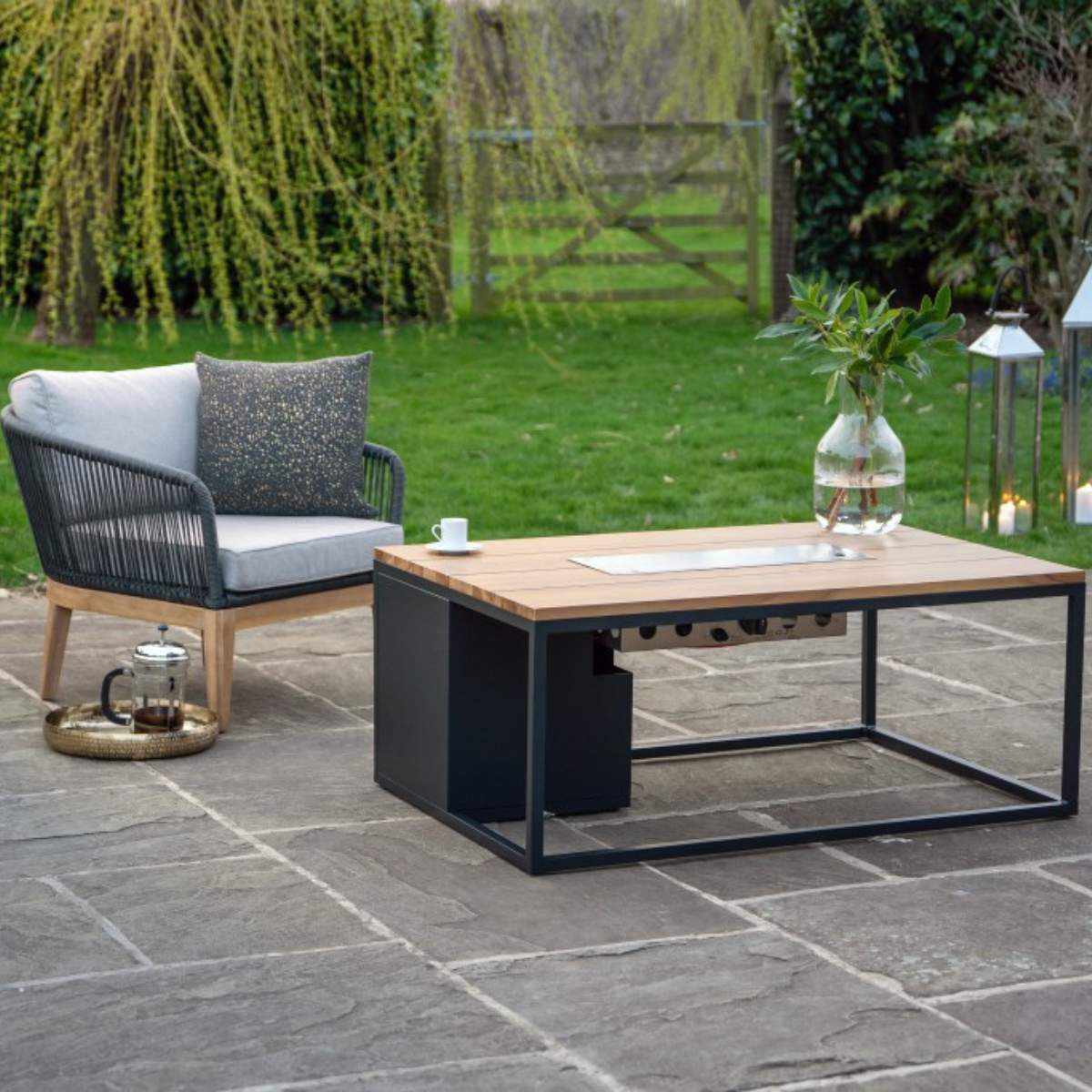 Pacific Lifestyle Cosiloft 120 Black and Teak Fire Pit Table