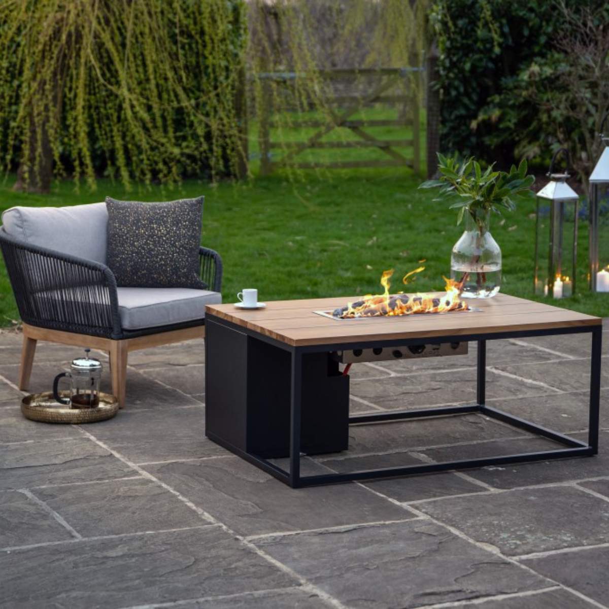Pacific Lifestyle Cosiloft 120 Black and Teak Fire Pit Table