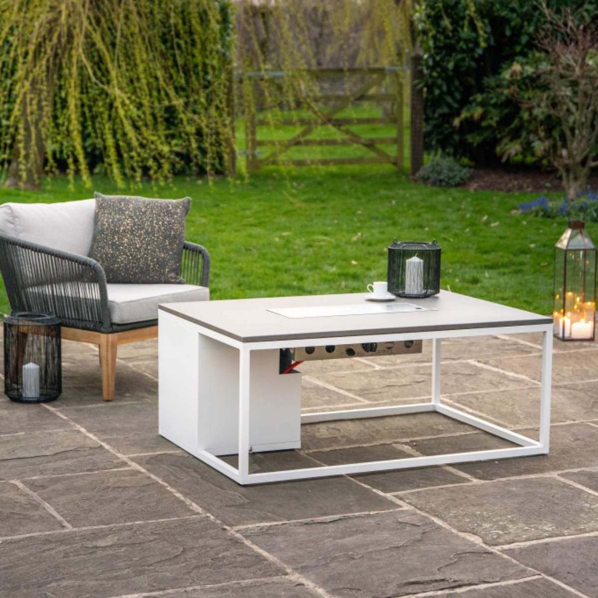 Pacific Lifestyle Cosiloft 120 White and Grey Fire Pit Table