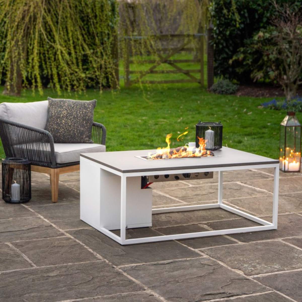 Pacific Lifestyle Cosiloft 120 White and Grey Fire Pit Table