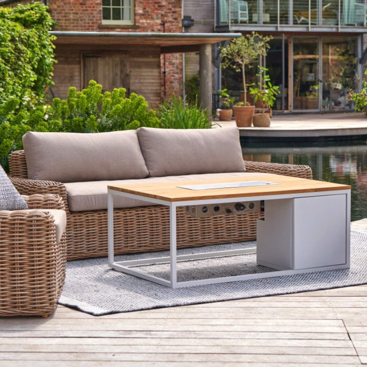 Pacific Lifestyle Cosiloft 120 White and Teak Fire Pit Table