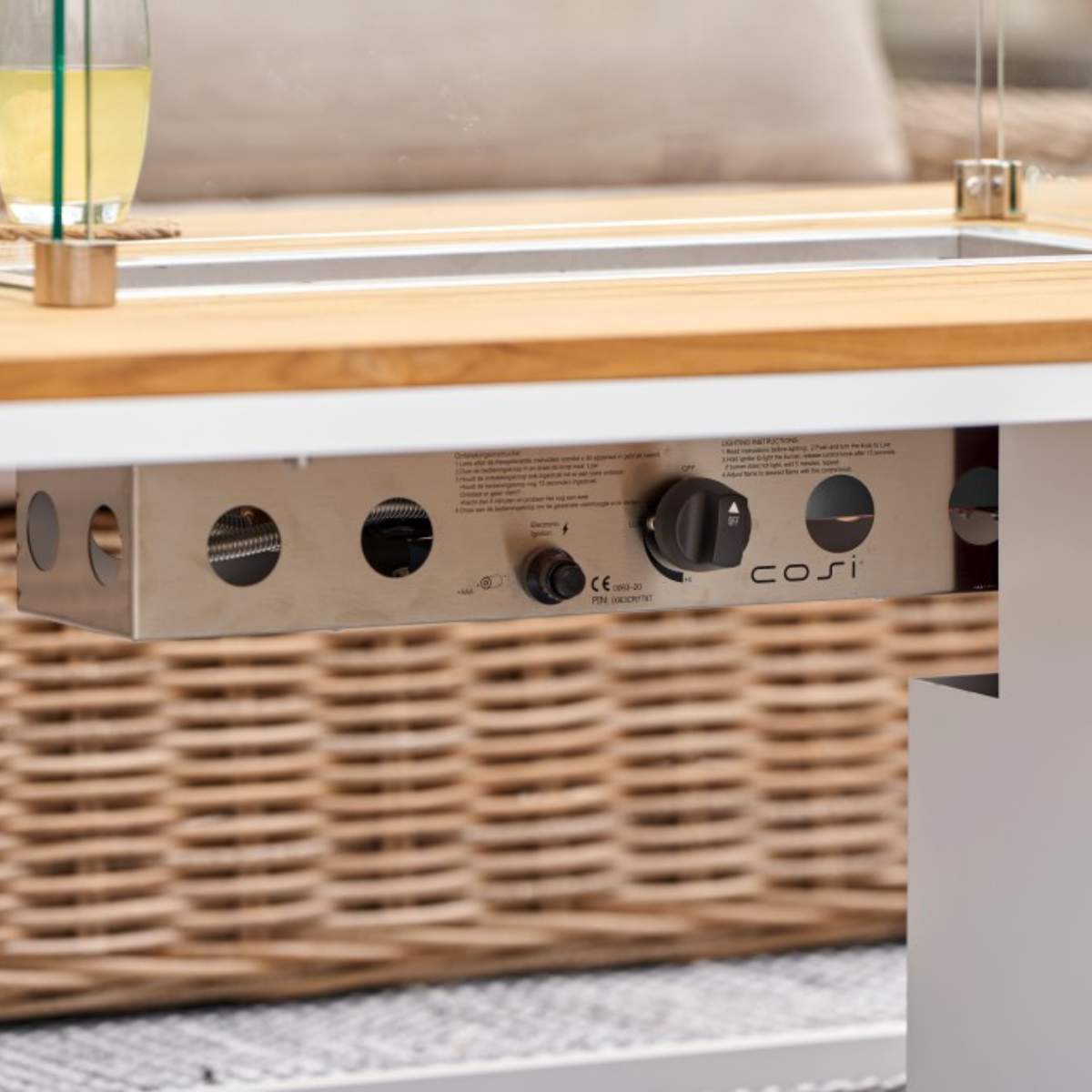 Pacific Lifestyle Cosiloft 120 White and Teak Fire Pit Table