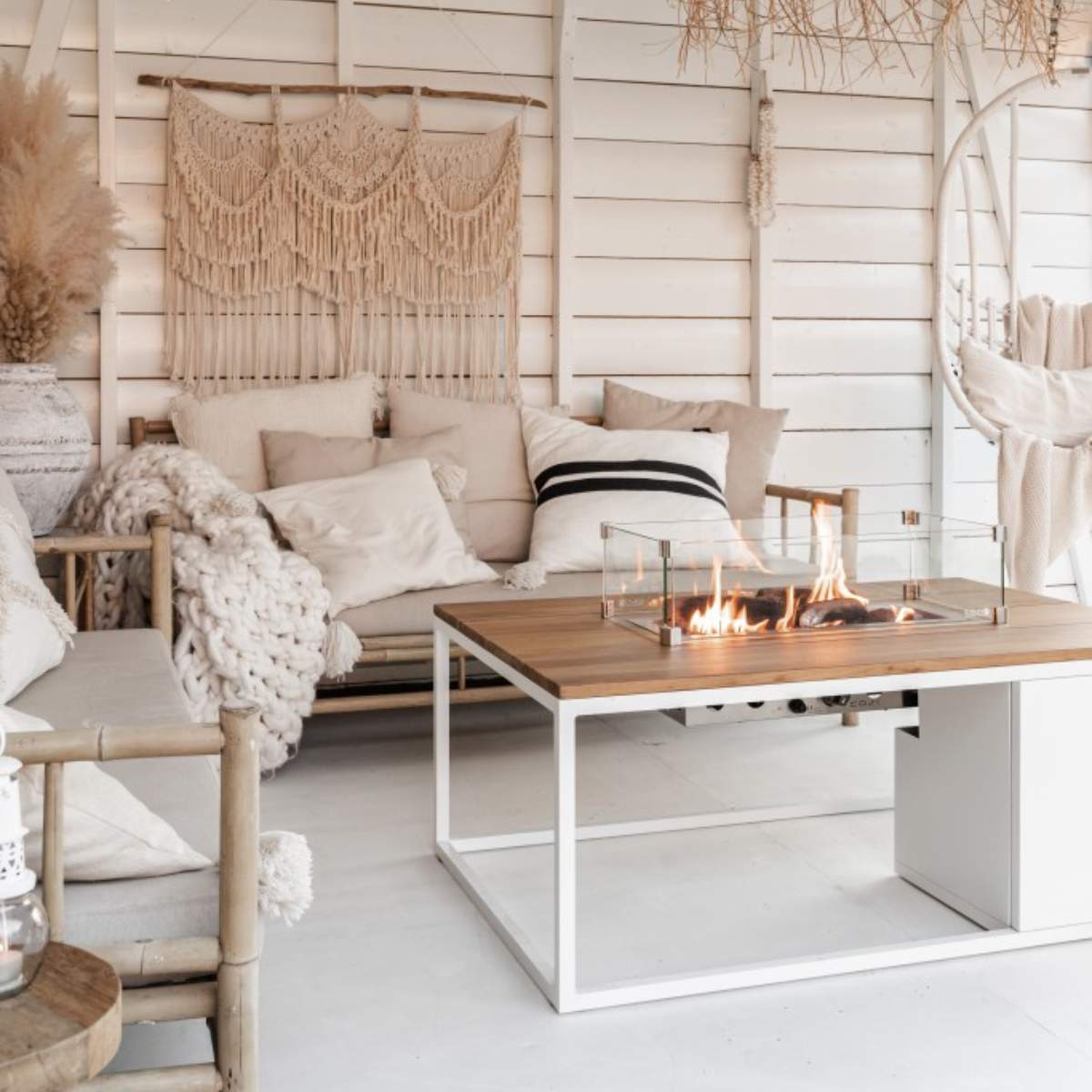 Pacific Lifestyle Cosiloft 120 White and Teak Fire Pit Table