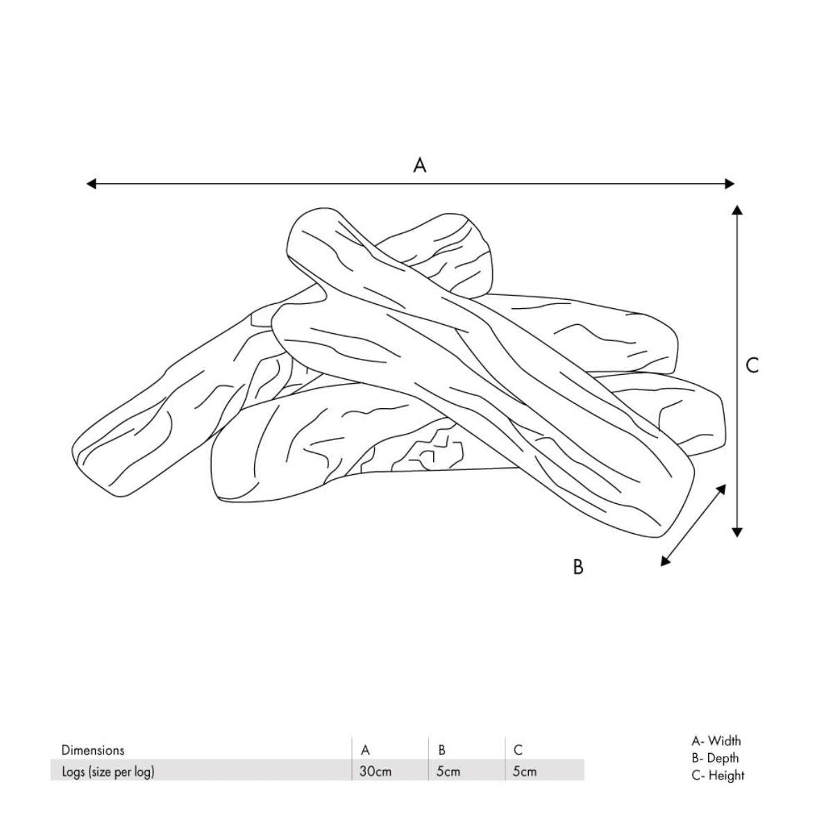 Beau&Co Ceramic Wood Effect Logs 4 Pieces