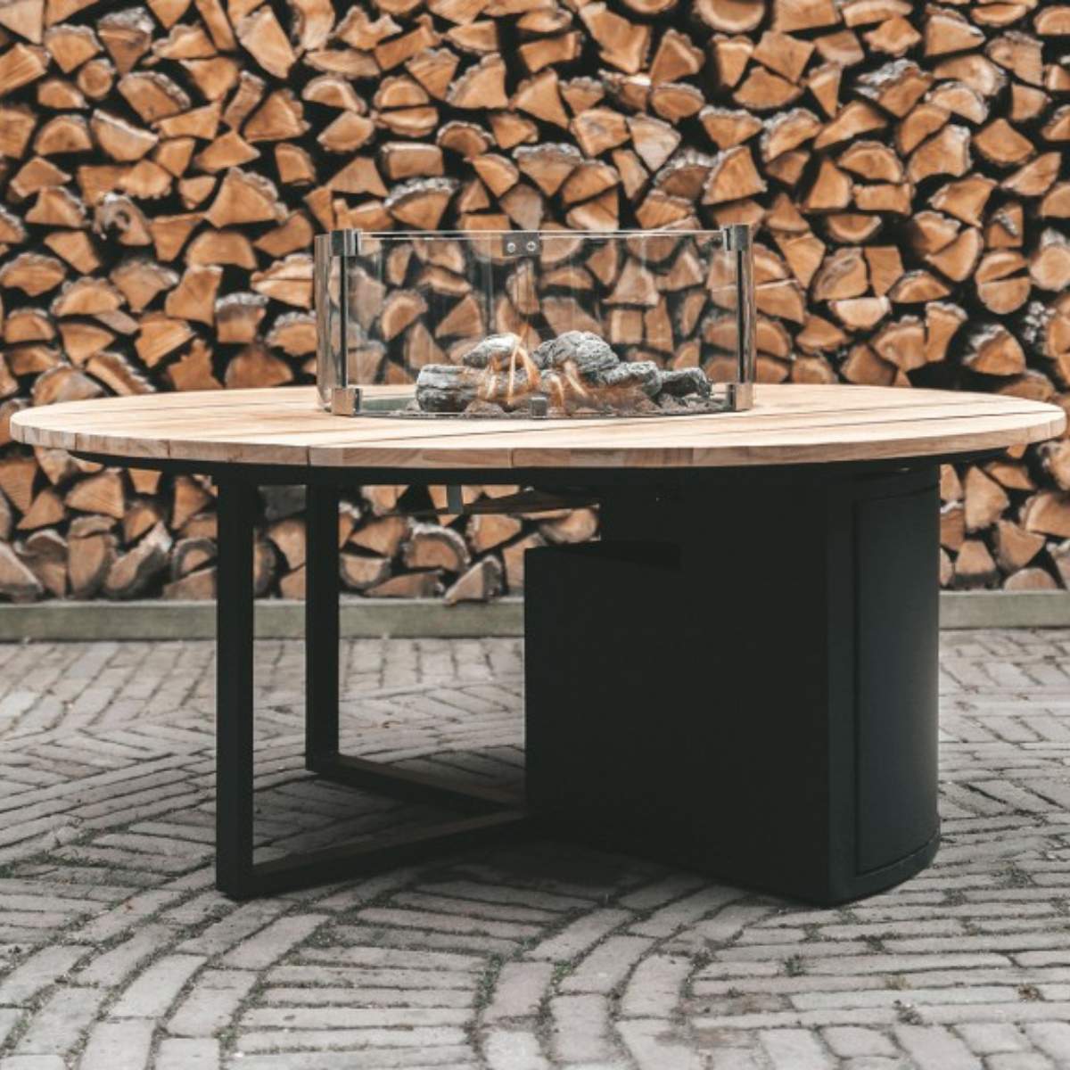 Pacific Lifestyle Cosiloft 120 Black and Teak Round Fire Pit