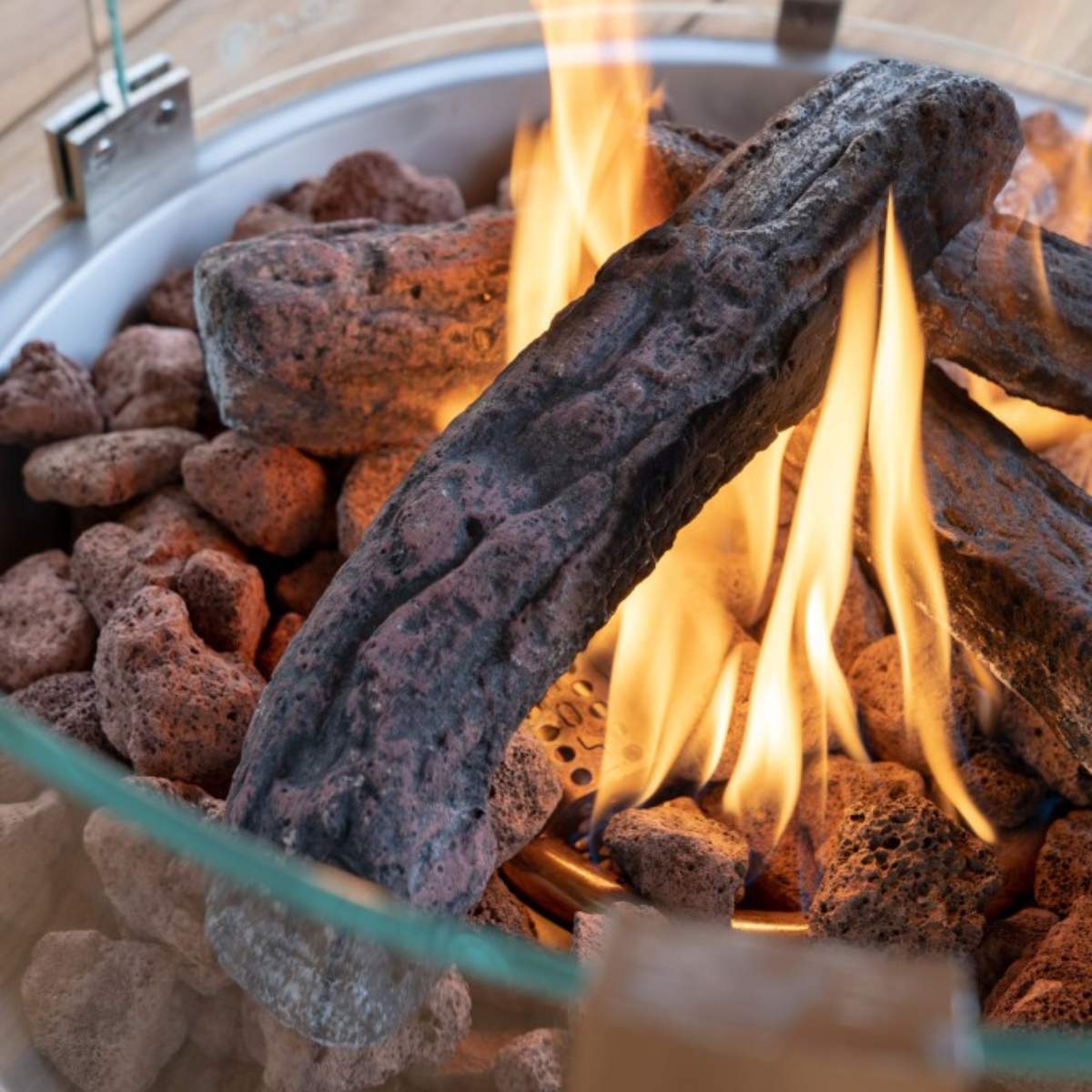 Pacific Lifestyle Cosiloft 120 White and Teak Round Fire Pit