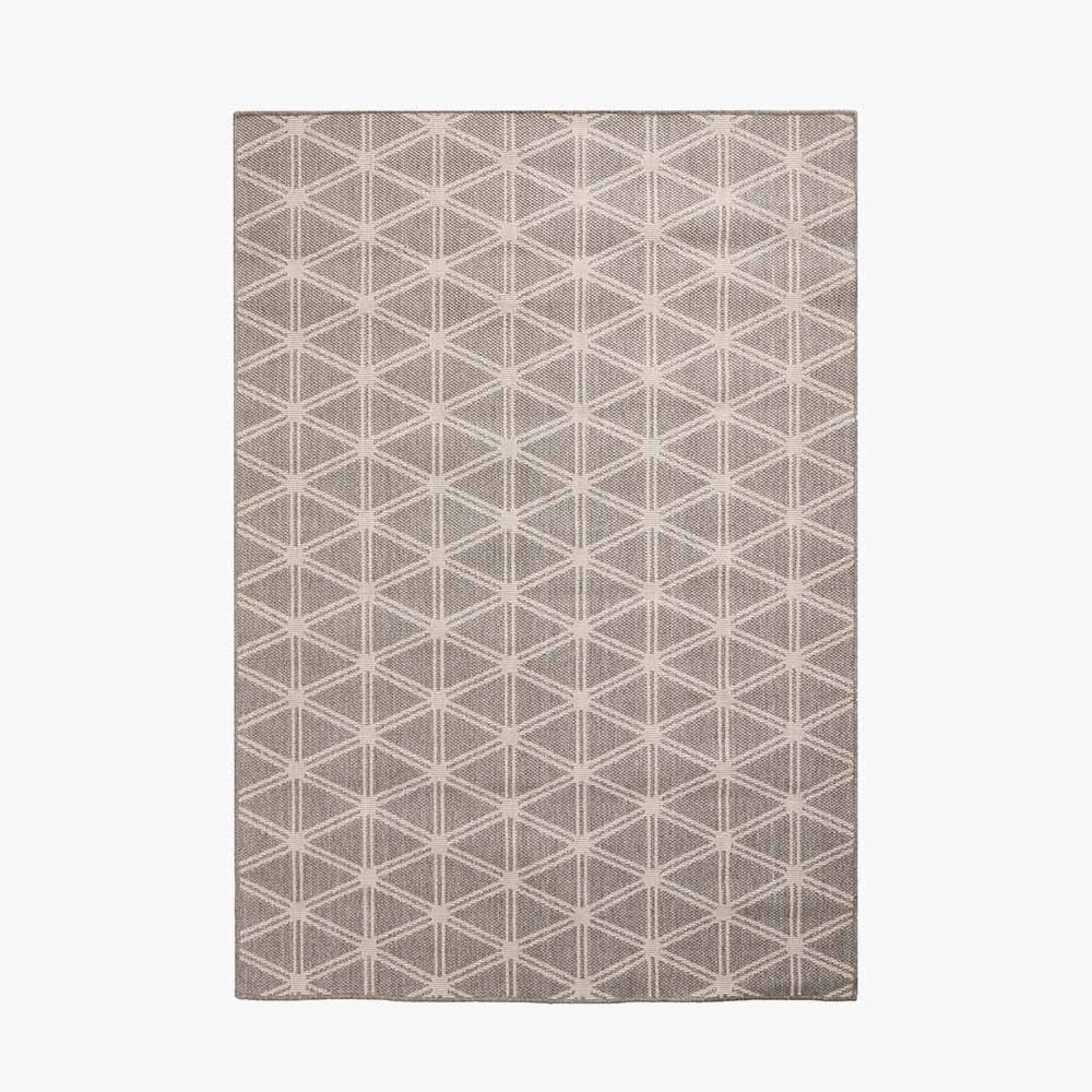 Beau&Co Indoor Outdoor Silver and White Geometric Design Rug