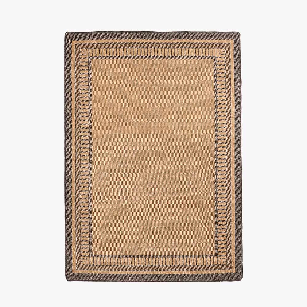 Pacific Lifestyle Indoor Outdoor Natural and Black Border Design Rug