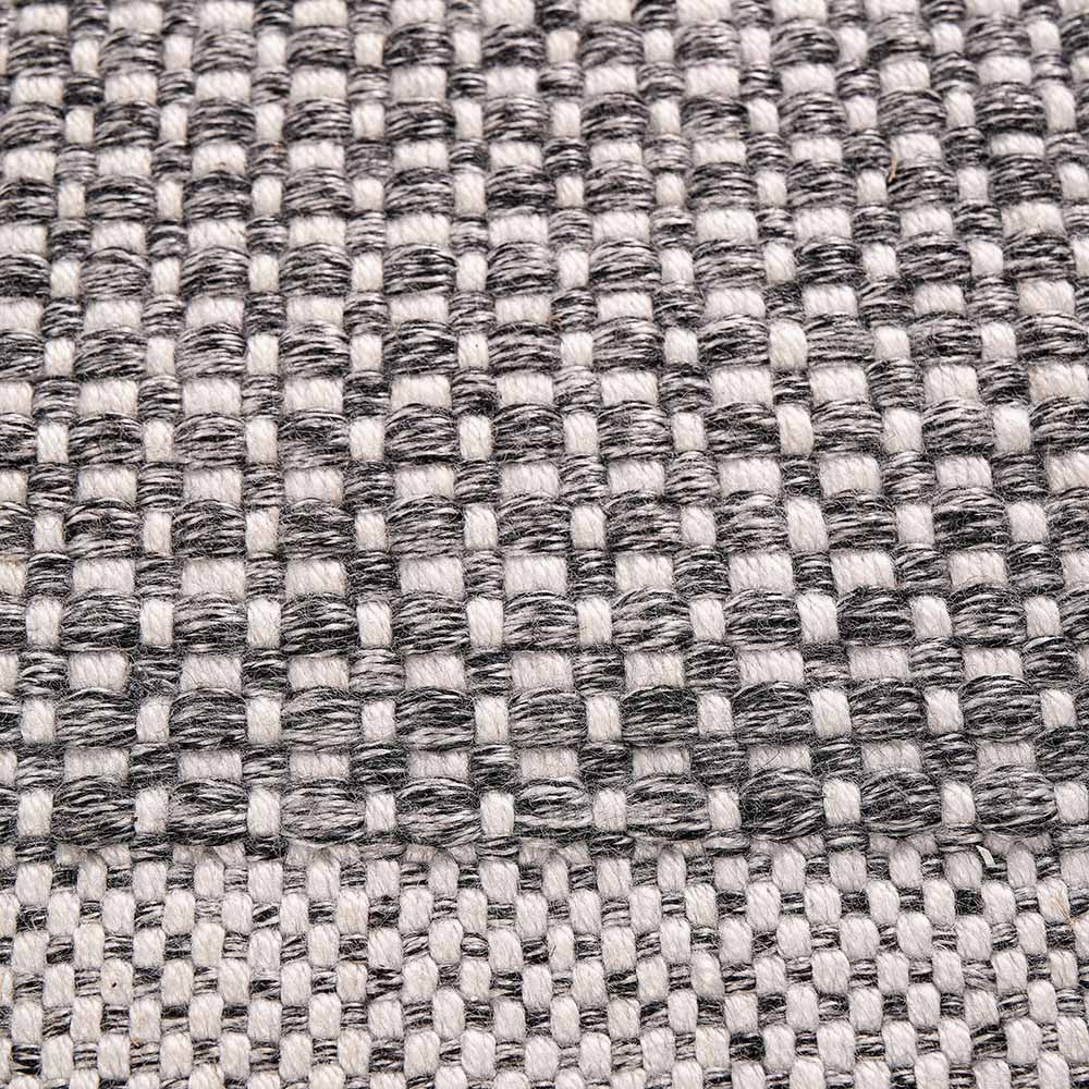 Beau&Co Indoor Outdoor Graphite and White Basket Weave Design Rug