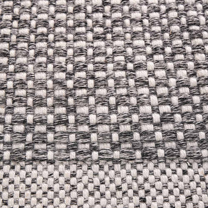 Beau&Co Indoor Outdoor Graphite and White Basket Weave Design Rug