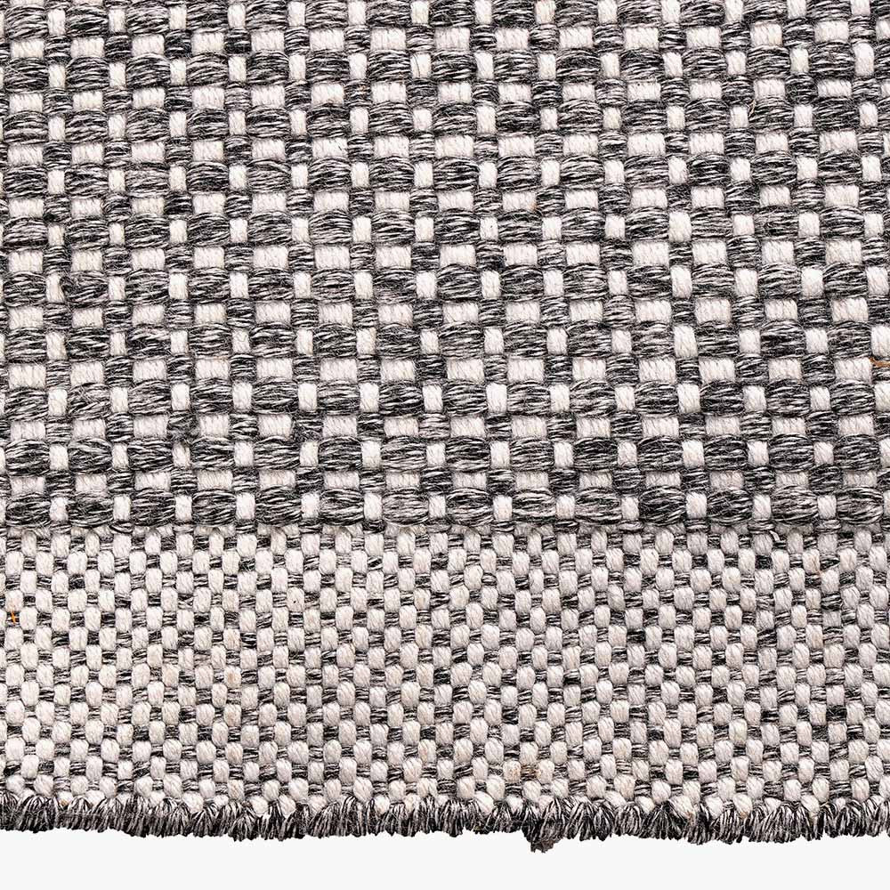 Beau&Co Indoor Outdoor Graphite and White Basket Weave Design Rug
