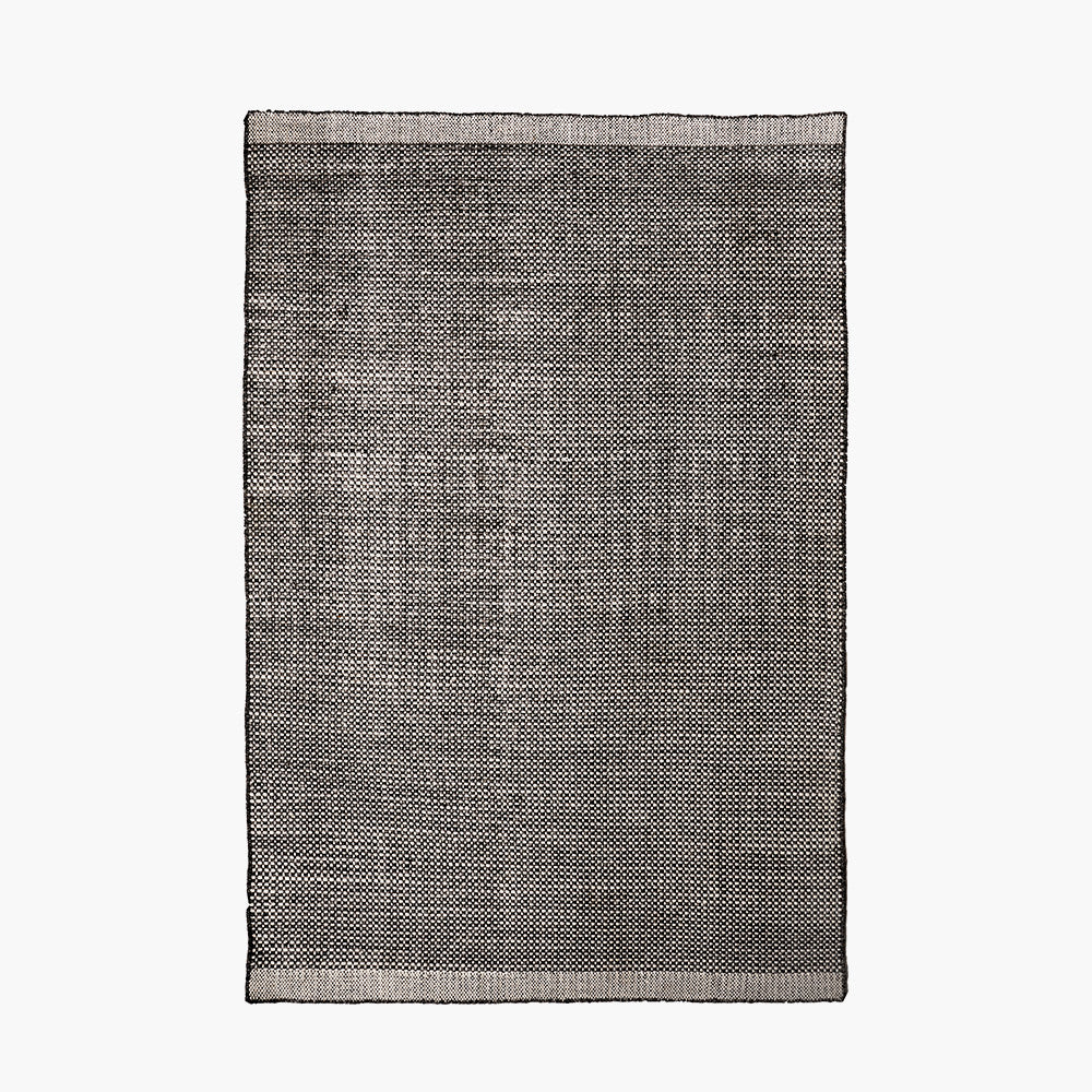 Beau&Co Indoor Outdoor Graphite and White Basket Weave Design Rug