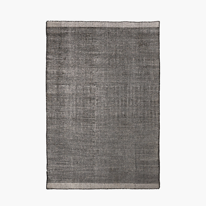 Beau&Co Indoor Outdoor Graphite and White Basket Weave Design Rug