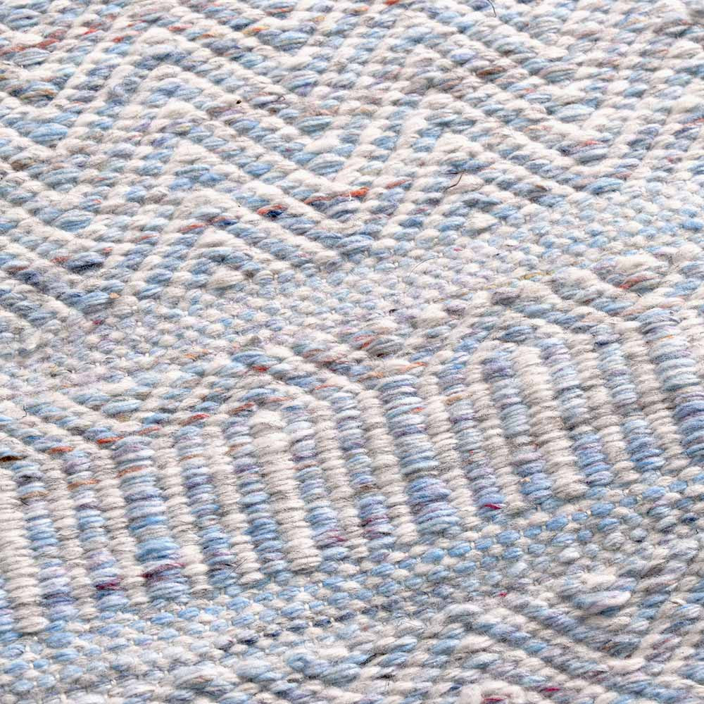 Beau&Co Indoor Outdoor Aqua Blue and White Inca Design Rug