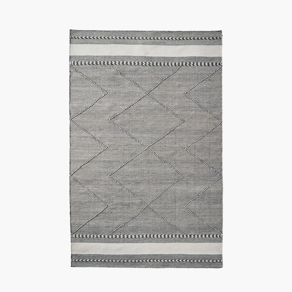 Beau&Co Indoor Outdoor Grey and White Plaited Stripe Design Rug