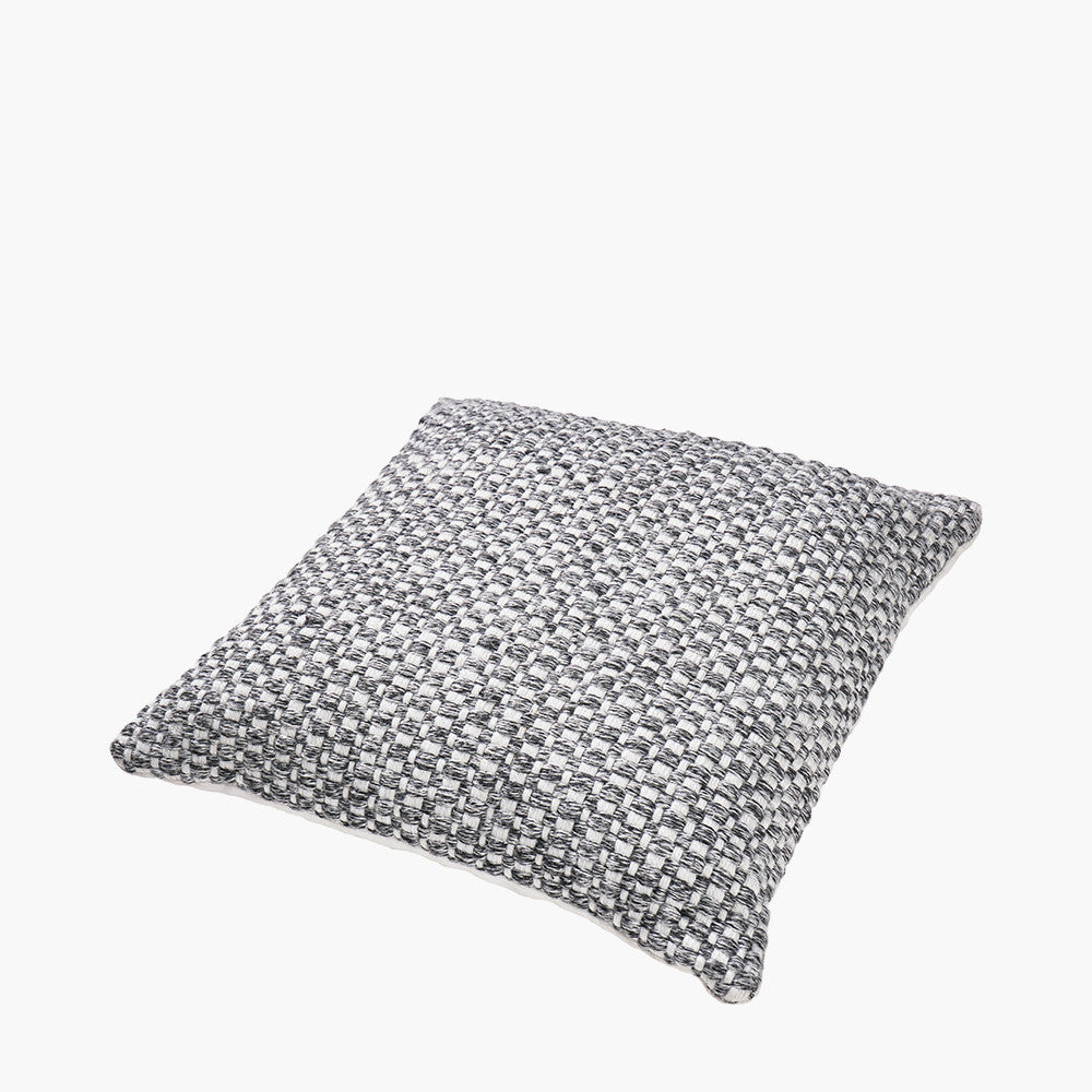 Pacific Lifestyle Indoor Outdoor Graphite and White Basket Weave Design Scatter Cushion
