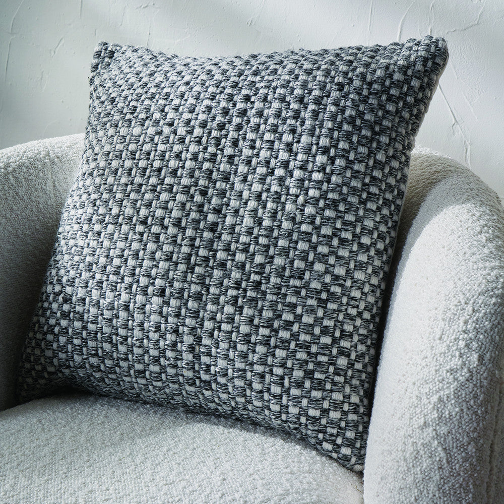 Pacific Lifestyle Indoor Outdoor Graphite and White Basket Weave Design Scatter Cushion
