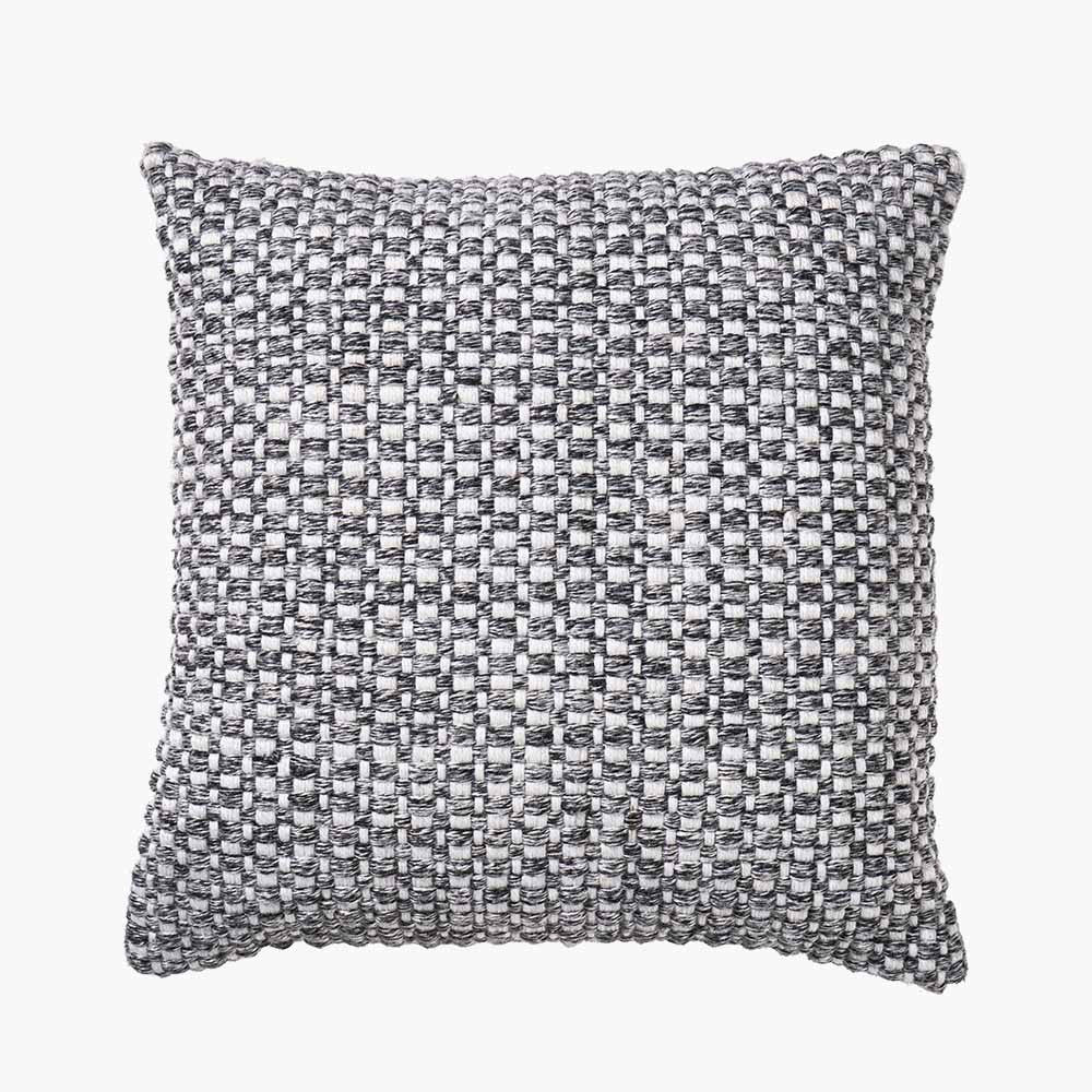 Pacific Lifestyle Indoor Outdoor Graphite and White Basket Weave Design Scatter Cushion