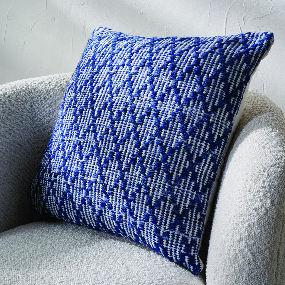 Pacific Lifestyle Indoor Outdoor Denim Blue and White Ikat Design Scatter Cushion