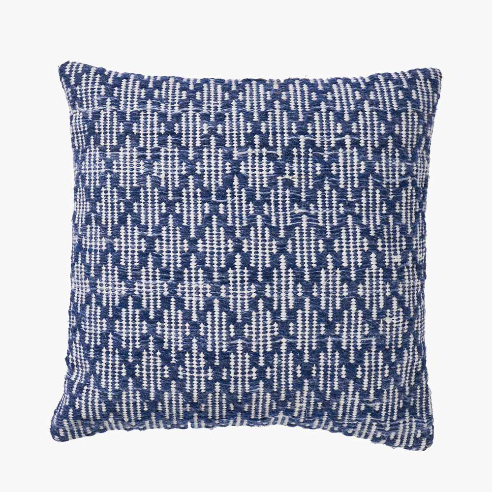 Pacific Lifestyle Indoor Outdoor Denim Blue and White Ikat Design Scatter Cushion