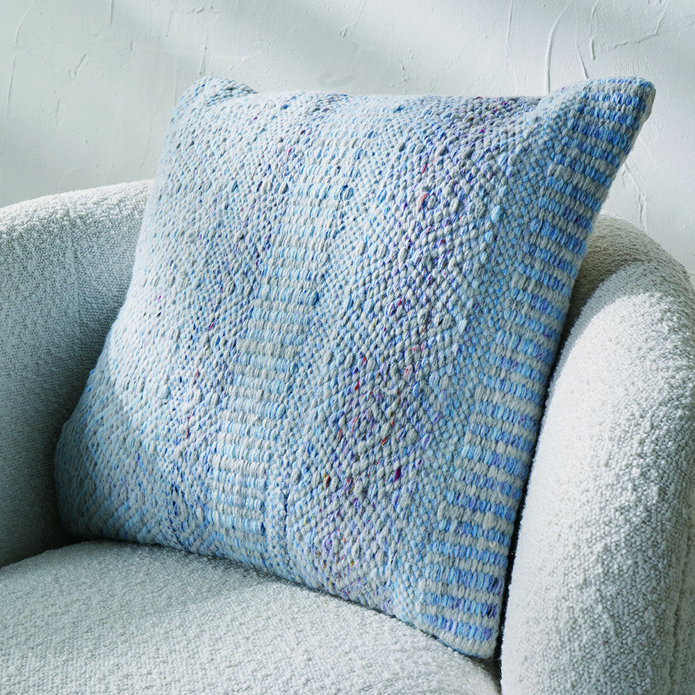 Pacific Lifestyle Indoor Outdoor Aqua Blue and White Inca Design Scatter Cushion