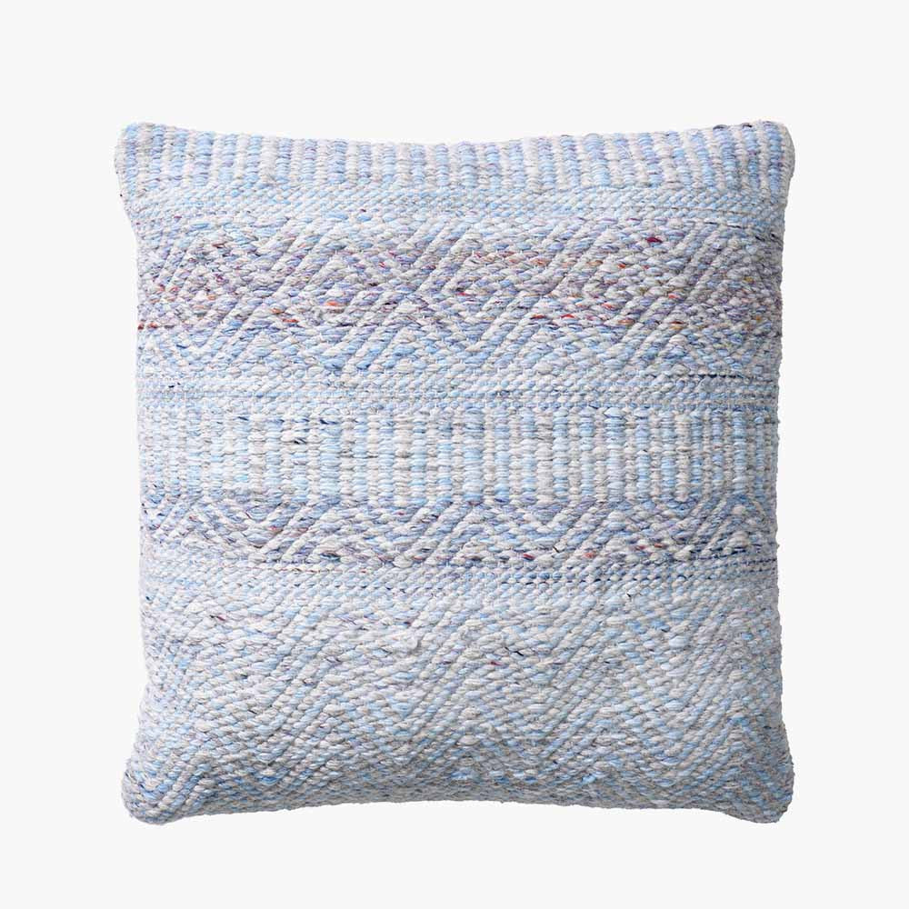 Pacific Lifestyle Indoor Outdoor Aqua Blue and White Inca Design Scatter Cushion