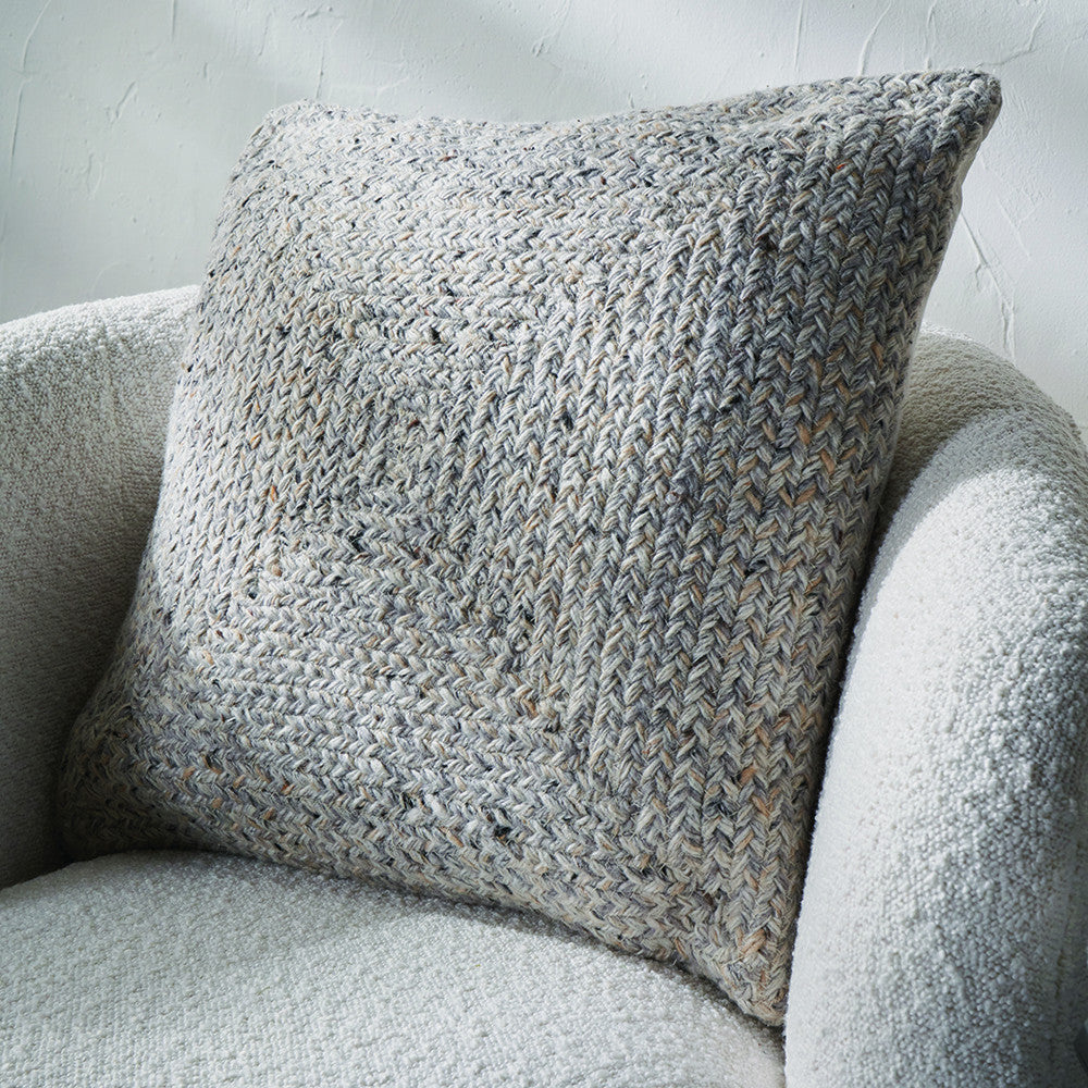 Beau&Co Indoor Outdoor Warm Grey Tweed Design Scatter Cushion