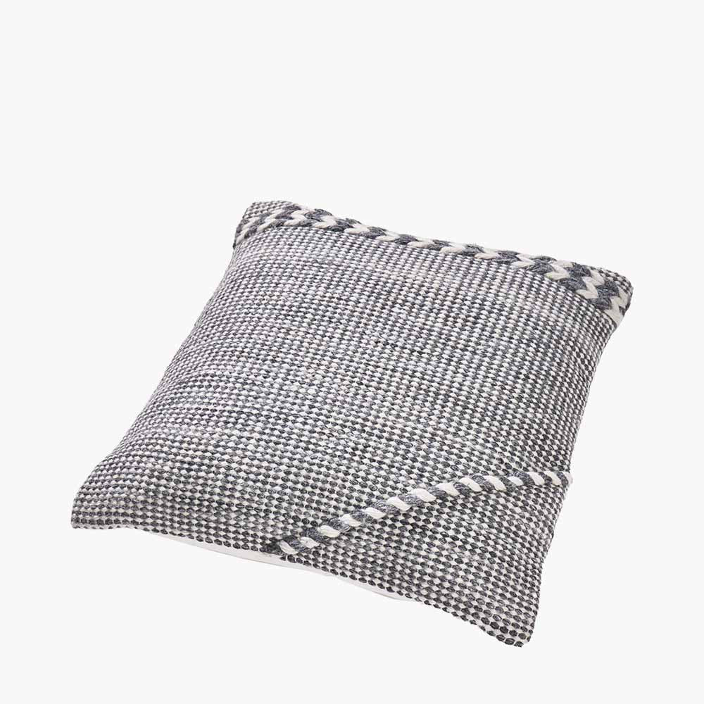 Pacific Lifestyle Indoor Outdoor Grey and White Plaited Stripe Design Scatter Cushion