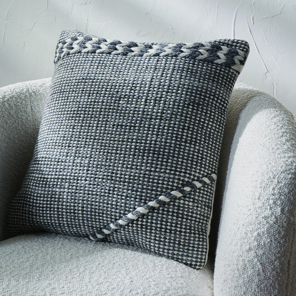 Pacific Lifestyle Indoor Outdoor Grey and White Plaited Stripe Design Scatter Cushion